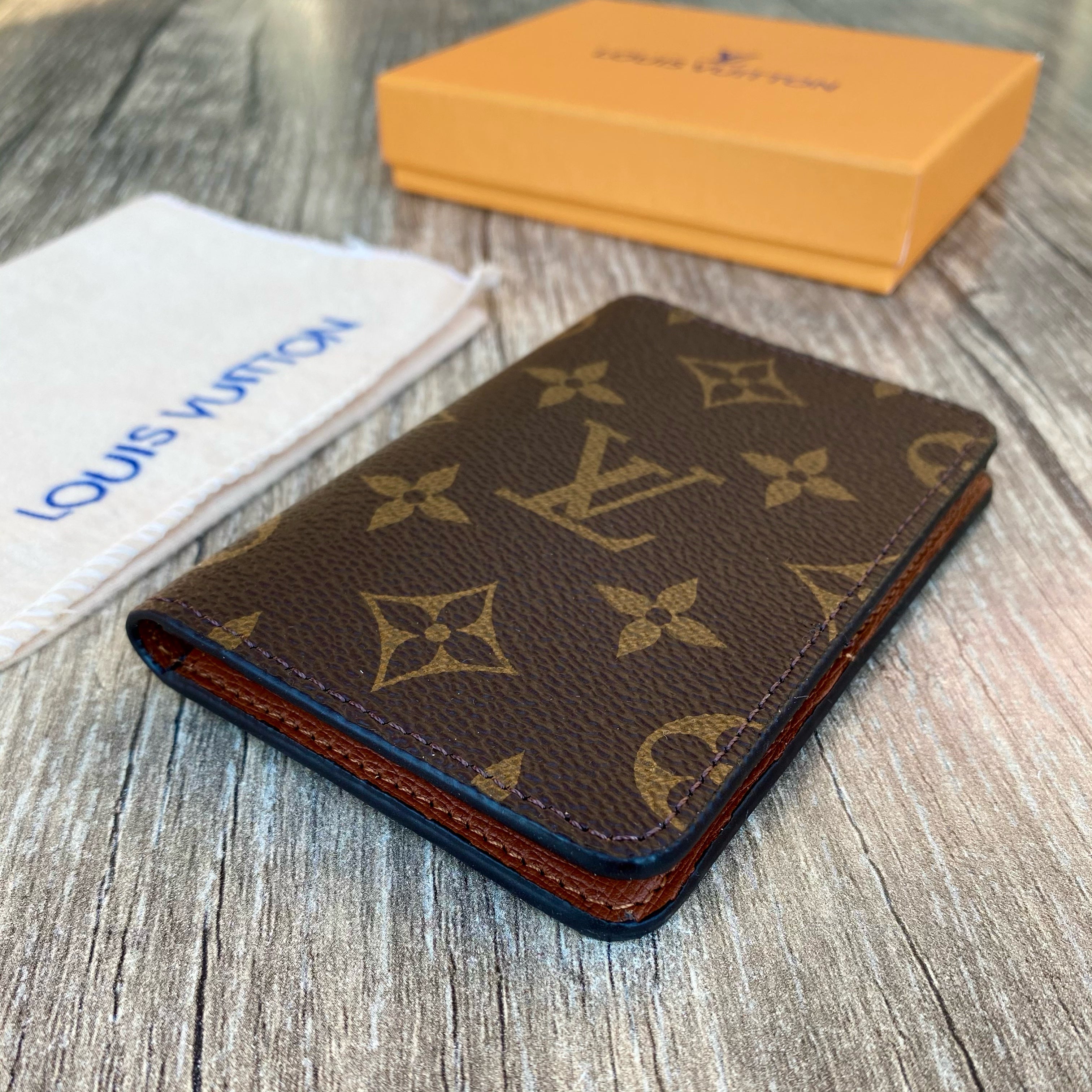 Handmade Louis Vuitton Card Holder, Lv Monogram Business Card, Lv Fashion Mini Wallet