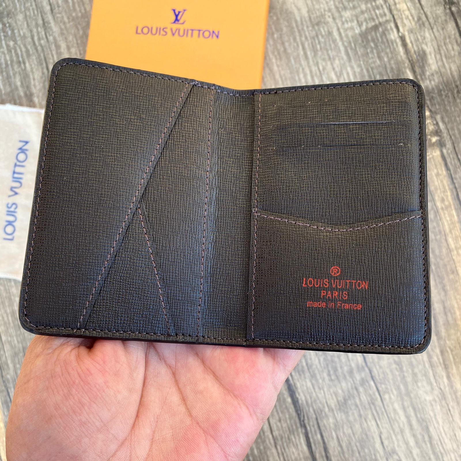 Louis Vuitton Brown Checkered Card Holder, Lv Business Card, Recycled Mini Wallet