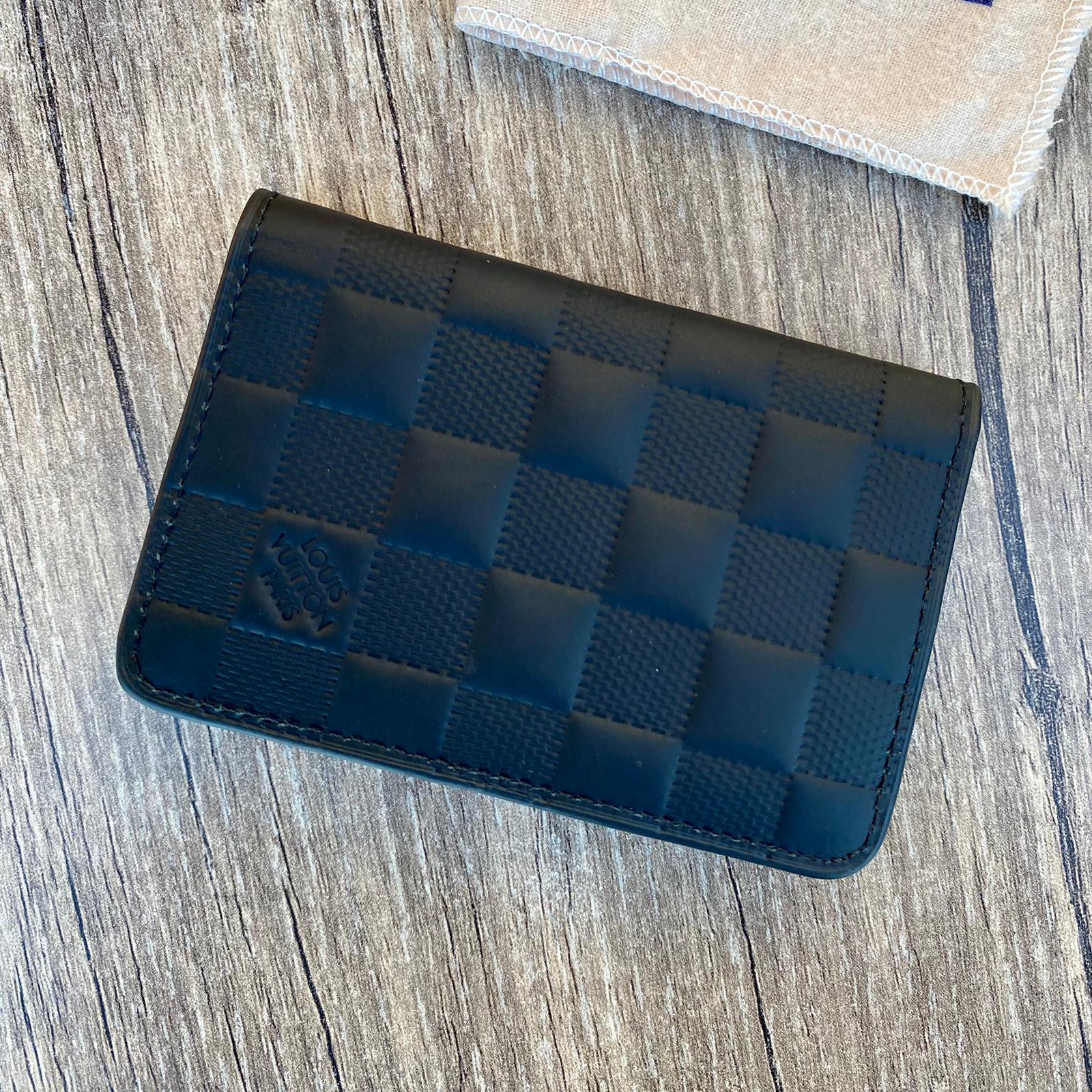 Louis Vuitton Black Leather Card Holder, Lv Business Card, Lv Fashion Leather Wallet