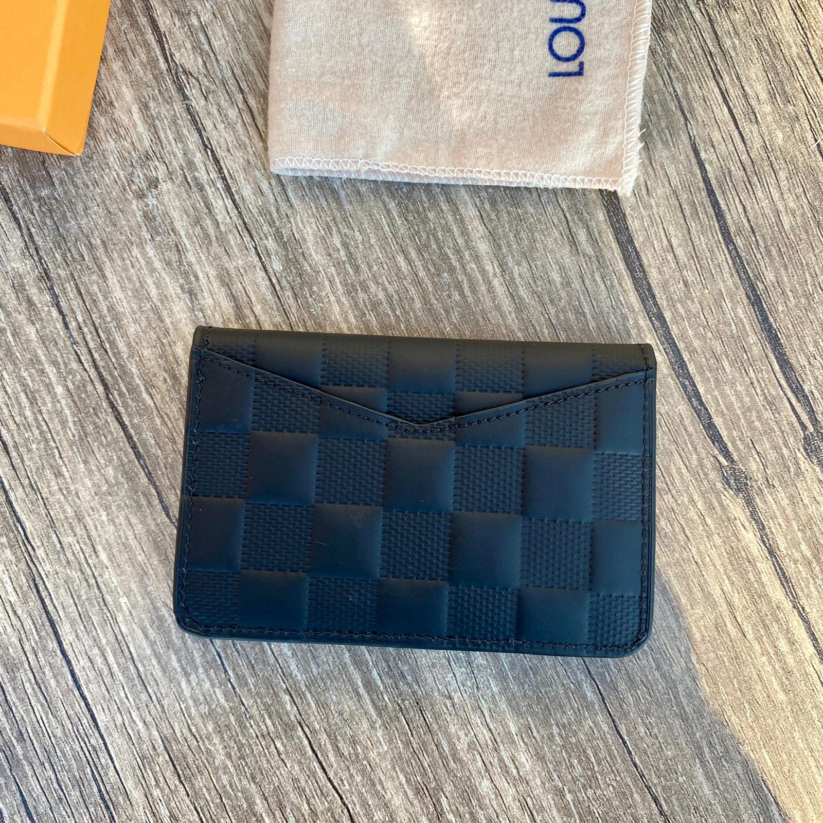 Louis Vuitton Black Leather Card Holder, Lv Business Card, Lv Fashion Leather Wallet
