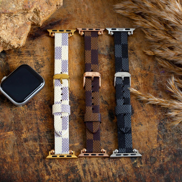 Handmade Genuine Checkered Leather Apple Watch Band